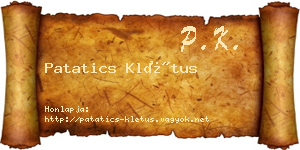 Patatics Klétus névjegykártya